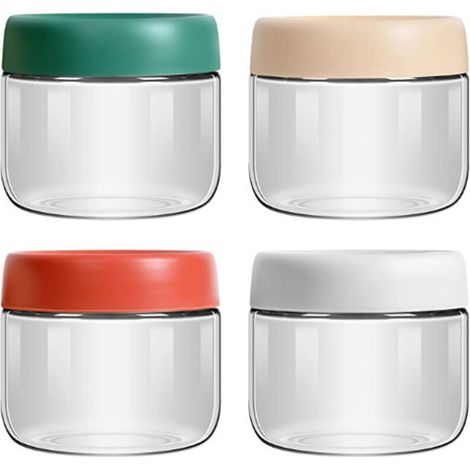 tasses de granola au yaourt, tasses d'avoine de nuit de 300 ml avec couvercle scellable, tasses de flocons d'avoine/salade/yaourt/confiture, pots de tasse d'avoine en verre durable – 4 couleurs (1/5)