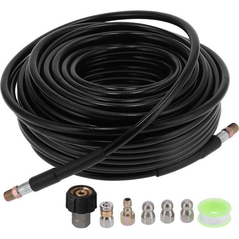 Kit de jet d'égout pour nettoyeur haute pression, tuyau de nettoyage de vidange de 5800 PSI, matériel NPT de 100 pieds 1/4 pouces (1/5)