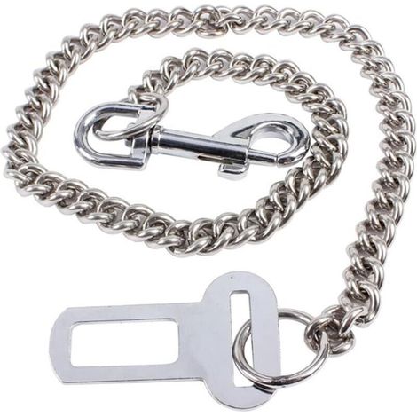 Ceinture de sécurité pour chien en acier inoxydable anti-morsure, câble de retenue pour véhicule pour animaux de compagnie (60 cm) (1/4)