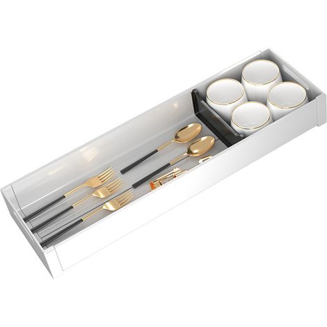 Organisateur de tiroir long en aluminium pour le rangement des couverts dans la cuisine (1/5)