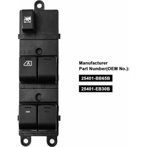 Bouton Leve Vitres pour Qashqai Navara d40 Pathfinder R51 Électrique Interrupteur Principal 25401-BB65B 25401-EB30B (1/4)