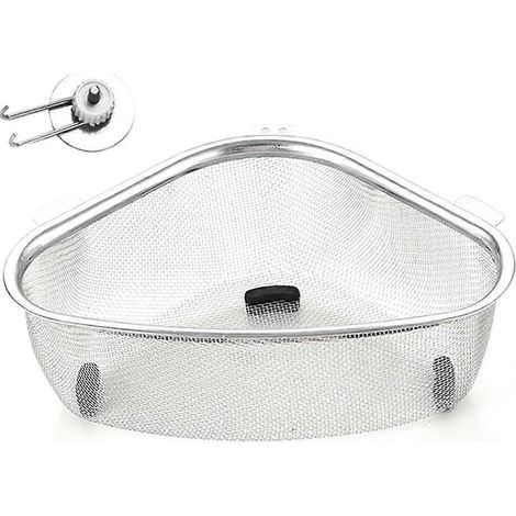 Égouttoir triangulaire pour évier, panier de cuisine, panier filtre triangulaire, égouttoir pour fruits et légumes. (1/4)