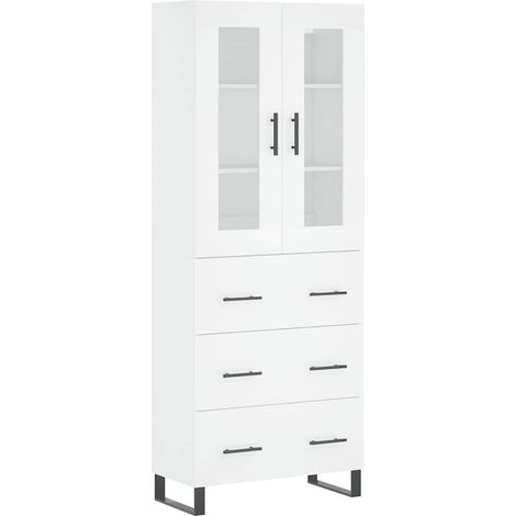 Credenza Madia Buffet Bianca 69,5x34x180 cm in Legno Multistrato CDS49937 (1/5)