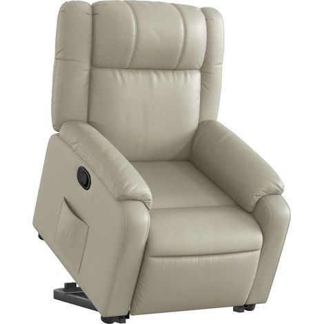 vidaXL Poltrona Alzapersona Reclinabile Crema in Similpelle (1/5)