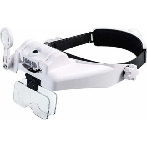 Loupe serre-tête avec 3 lumières LED, visière de loupe illuminée avec 5 lentilles détachables 1X, 1,5X, 2X, 2,5X, 3X, 3,5X, loupe mains libres pour loisirs, lecture, bijoux, artisanat