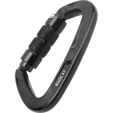 Mousqueton de sécurité verrouillable XINDA pour escalade, randonnée et alpinisme - Type D - Noir (1/5)