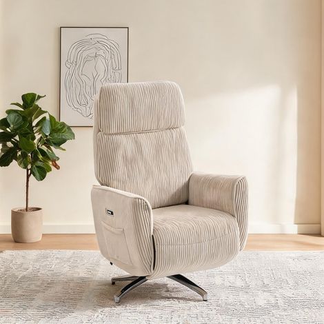 Fauteuil relax coloris cream blanc en polyester 87 x 76 x 114 cm (1/5)