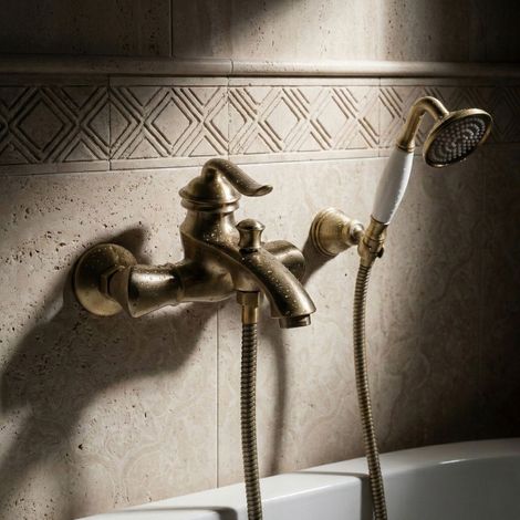 Ensemble de baignoire PaulGurkes en bronze, finition rétro nostalgique, robinet de baignoire