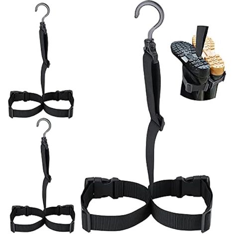 Porte-Bottes De Pêche - Support Pour Bottes De Guêtres Avec Sangle Réglable Et Crochet Pivotant 360° - Pour Séchage Et Rangement - Lot De 3 (1/3)