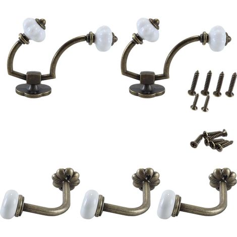 Kit de patères vintage - Crochets solides et antiques - Couleur bronze - Crochets muraux - Pour chambre à coucher, salon, salle de bain, cuisine (1/5)