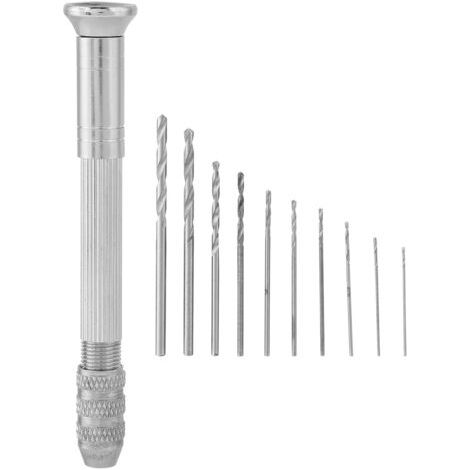 Mini perceuse manuelle de précision avec 10 forets et outil de poinçonnage