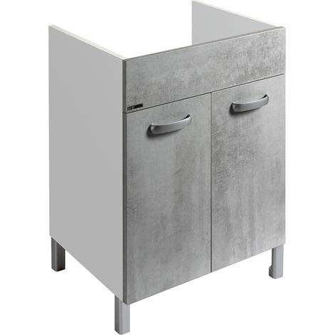 Mobile per Lavatoio 60x60 DOMINA MIX Bianco / Cemento Scuro incasso per ceramica e plastica (1/5)