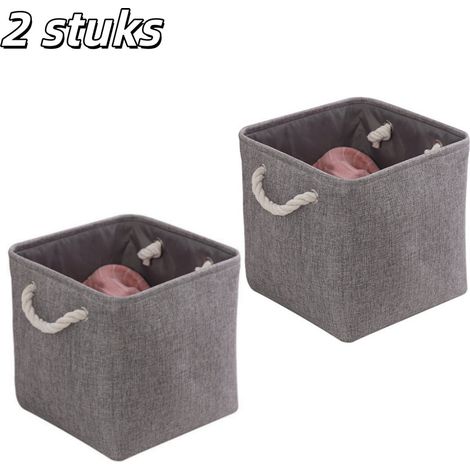 Lot de 2 paniers de rangement cubiques pliables en tissu gris foncé grande capacité pour maison bureau chambre salon étagères placards et organisation des vêtements accessoires jouets et objets du quo (1/5)