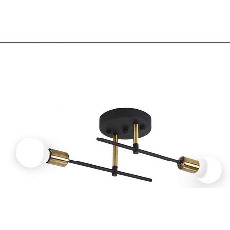 1 Plafonnier LED, Design fer forgé, Éclairage écoénergétique, Noir Blanc Or, Pour salon chambre couloir restaurant (1/5)