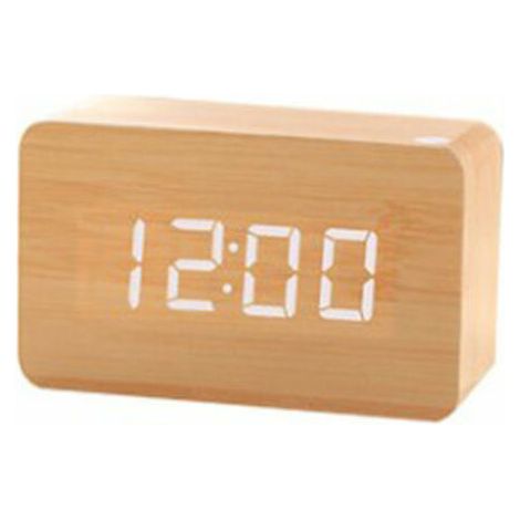 Réveil Numérique LED - Affichage Date Température - Commande Vocale - 2 Modes Affichage - 3 Niveaux Luminosité - Boîtier Bamboo - 100 x 70 x 40 mm - 1 Pièce (1/4)