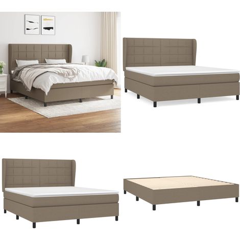 Sommier à lattes de lit avec matelas Taupe 160x200 cm Tissu - Sommier - Matelas (1/5)