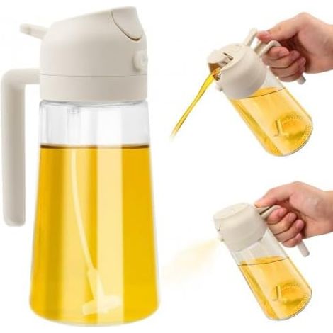Vaporisateur d'huile et de vinaigre, 2 in 1 Spray Huile 470ml Spray Huile Cuisine, Glass Olive Oil Dispenser Pulvérisateur d'huile, Spray Bouteille Huile pour Cuisine, Cuisson,BBQ