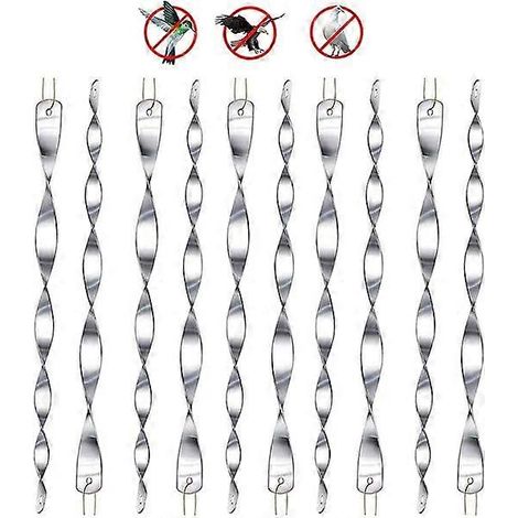 10 Pices Rpulsif Oiseaux,Rpulsifs Oiseaux Reflechissants,30 cm Barre Oiseaux 360 Degrs Rflchissant en Spirale Lumineux,Convient pour Balcons, Arbres F (1/5)