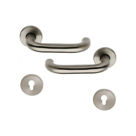 Poignée de porte extérieure design en inox sur rosace ronde Clé I, TUBULAIRE