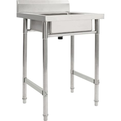 Évier de cuisine professionnel seul lavabo 60 x 60 cm acier inoxydable