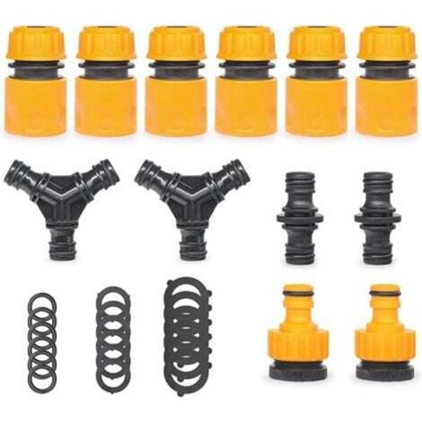 Set of 30 pieces, hose fitting set, including 1/2" hose quick connector, Y-connector, double male connector, universal tap connector (1/5)