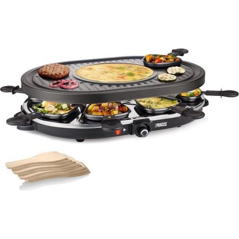Princess 162700 Grill de Raclette Negro 1200W 8 Personas (1/5)