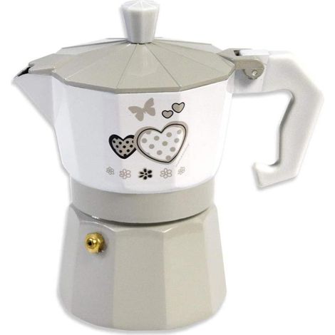 Caffettiera Fango e Bianco Shabby Chic Moka 2 Tazze Macchina del caffè in Alluminio per Espresso Idea Re (1/3)
