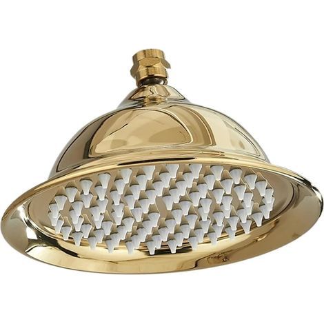 Pommeau de douche effet pluie en laiton doré, robinet de douche, remplacement du pommeau de douche effet pluie, accessoire de douche en laiton antique (jaune clair) (1/4)