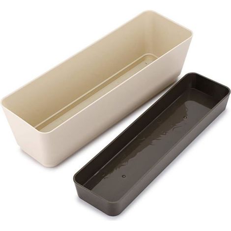 Pots en plastique pour plantes grasses avec trous de drainage, pots rectangulaires pour rebords de fenêtre, étagères (1/3)