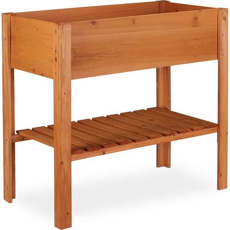 Orto urbano in legno 100 x 100 x 80 cm uso balcone giardino ergonomico finitura opaca in legno marrone chiaro 130005005