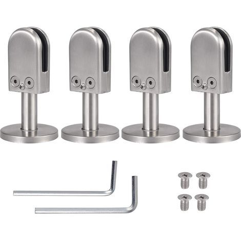 Support en Verre 4Pcs 6-8 mm avec Support de 40 mm pour Pinces en Verre pour Montage au Sol Supports de Tablette en Verre en Acier Inoxydable 304 pour Balustrade Rampe d'Escalier Main Courant (1/5)