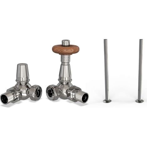 Derry Traditional - Thermostatic Radiator Valve & Installation Kit - Chrome Corner 15mm