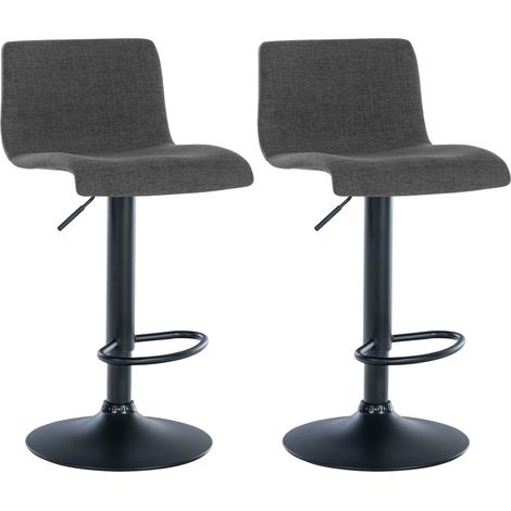 Set di 2 sgabelli da bar dal design semplice con poggiapiedi in tessuto grigio scuro, gambe in metallo nero 100004052