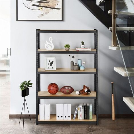 5 Tier Racking Shelving Unit Garage Warehouse Office Shed Industrial Shelves Heavy Duty Metal Shelf Adjustable Height Boltless Design Easy to Assemble, 180x90x40cm (1/5)