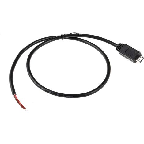 Rs Pro – Câble USB vers Micro USB B mâle 500mm – Fils dénudés noirs – Norme UL2464 pour connexions fiables – Usage électronique (1/3)