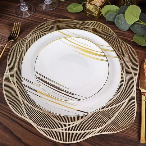 Lot de 6 sets de table ronds en vinyle antidérapant, lavables, motif rose doré métallisé, 38 cm (15 po) (1/4)