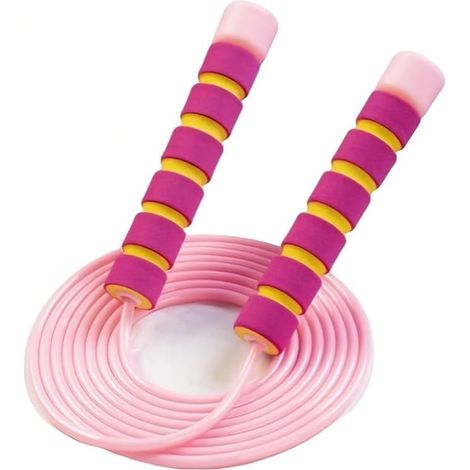 Lot de 2 Cordes à Sauter pour Enfants - Corde à Sauter Réglable de 2,8M avec Poignées en Mousse Antidérapantes - Idéal pour Jeux, Sport, Activités d’Intérieur et Extérieur - Couleurs Rose et Vert