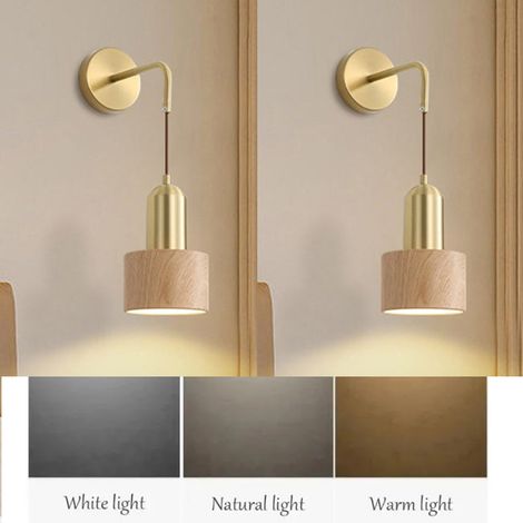 2er-Set Wandleuchten für Schlafzimmer – LED-Leuchten mit einstellbarer dreifarbiger Beleuchtung – für Küche, Schlafzimmer und Wohnzimmer – Gelb (1/5)