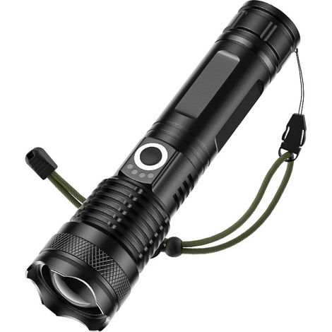 Lampe torche portable – Lampe torche LED rechargeable – Zoom – 500 lumens – ABS – Noire (1/5)