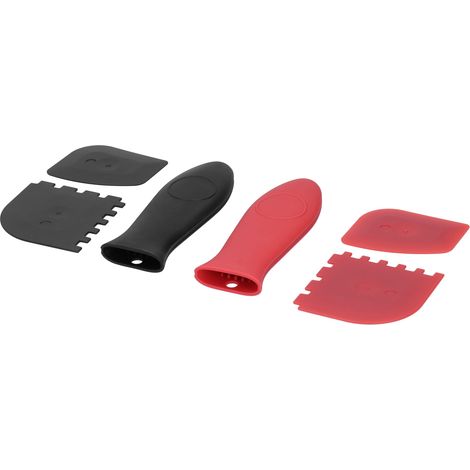 Ensemble de 6 pièces comprenant une poignée de casserole, un grattoir et un manchon anti-brûlure en silicone. Accessoires pour casseroles et poêles. (1/5)