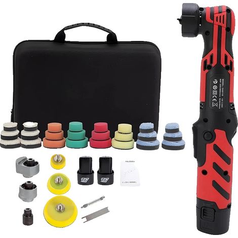 Pulidora de coches, batería de 12 V, de 2500 a 6000 RPM, tres opciones de eje, diseño compacto, hasta 60 minutos de autonomía.
