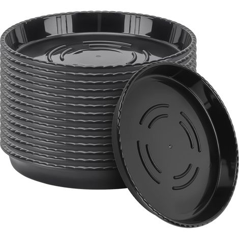 Lot de 15 soucoupes pour Pots de Fleurs en Plastique Noir - 25 cm - Plateau de Drainage pour Plantes d'intérieur et d'extérieur - Protection Contre l'eau (1/5)
