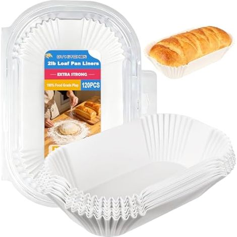 120 pièces moules à pain pour moule 2LB, cuisson pain, banana bread, antiadhésif, compatible air fryer, micro-ondes, four, résistant à la chaleur (1/4)