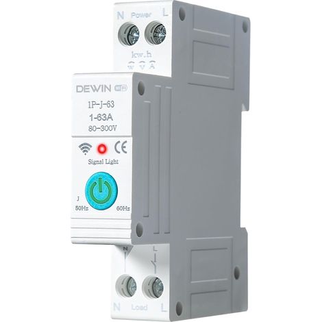 Disjoncteur Intelligent,1P 63A AC 220V Connecté Disjoncteur Intelligent Interrupteur pour Interrupteur de Commande à Distance pour Maison Intelligente (1/5)