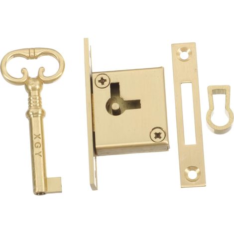Serrure de placard vintage en laiton doré avec clé (1/5)