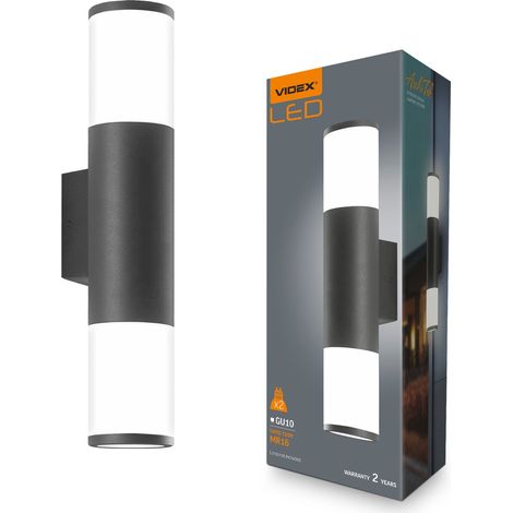 Lampada da parete per esterni in alluminio architettonico nero 2xGU10 30 cm IP54 AR090 Videx (1/5)
