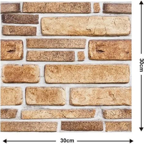 Lot de 10 stickers muraux 3D effet carrelage, adhésifs et résistants à l'eau et aux éclaboussures, pour salle de bain et cuisine. (1/2)