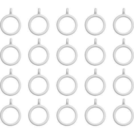 20 Anneaux De Rideau Blancs En Plastique 25 Mm Pour Intérieur (1/4)