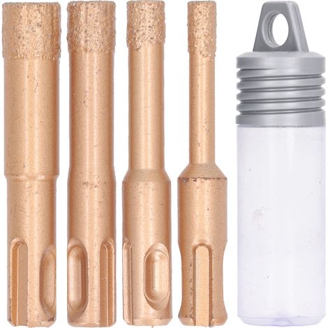 Lot de 4 trépans diamantés à queue triangulaire pour perceuse, ouvre-trous pour carrelage, verre, marbre, granit (1/5)