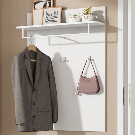 doporro Perchero de Pared con 5 Ganchos, Ideal para Pasillos, Recibidores y Armarios, Blanco Mate, 108×78×21,6 cm, Gabo-01 (1/5)